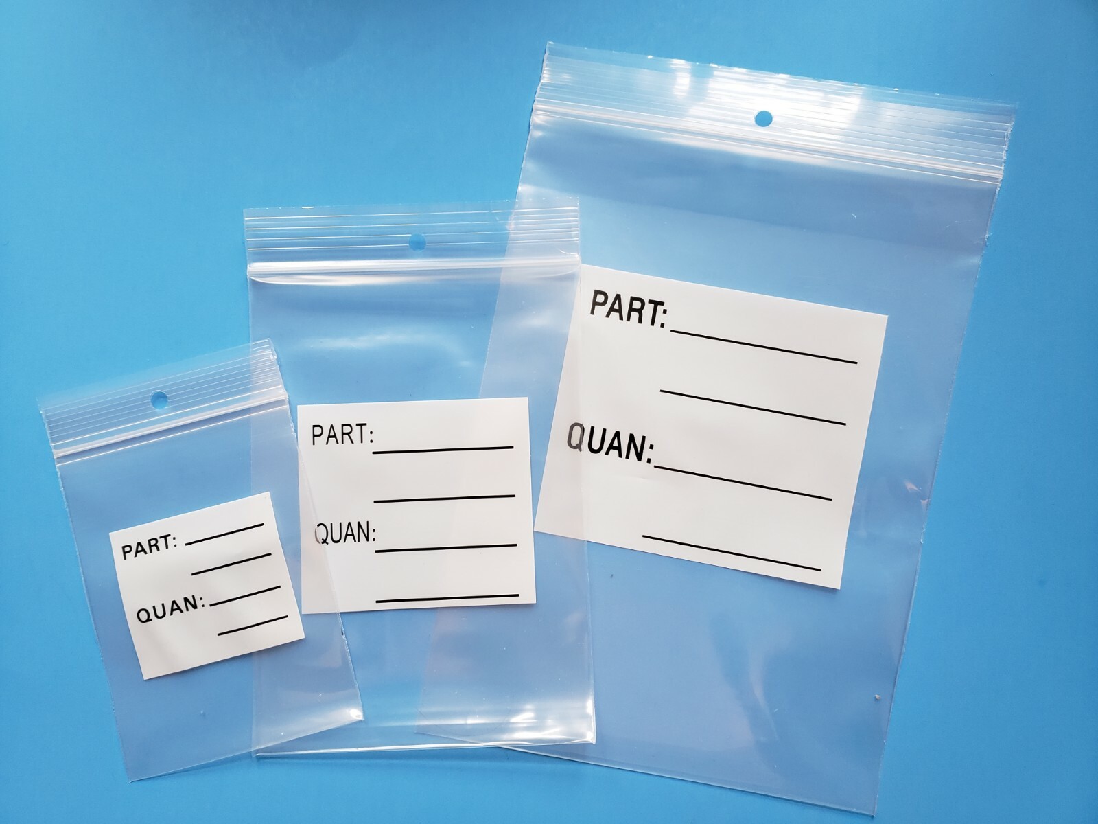 RECLOSABLE ZIP SEAL PARTS BAG PLASTIC HEAVY DUTY 4MIL LOCK HANG HOLE WHITE BLOCK