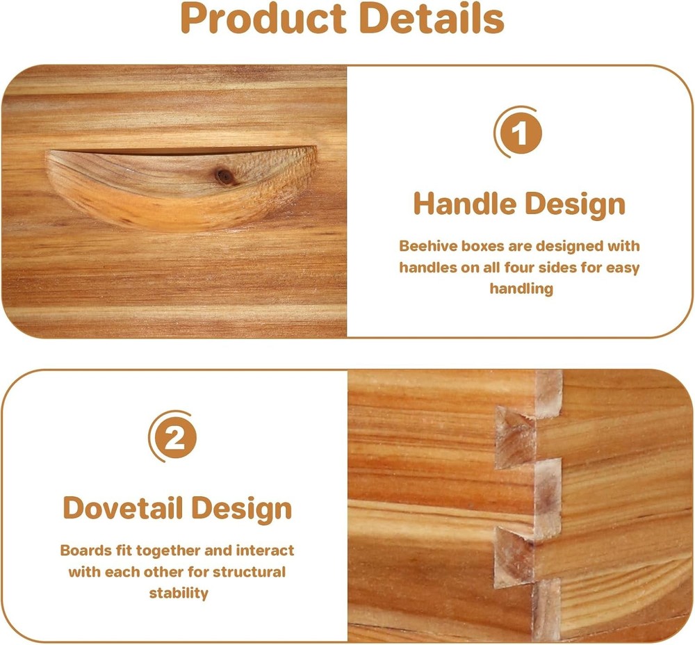 Bee Hive Langstroth Beehive Box Kit 10 Deep &10 Medium Frames Wooden Beehive Box