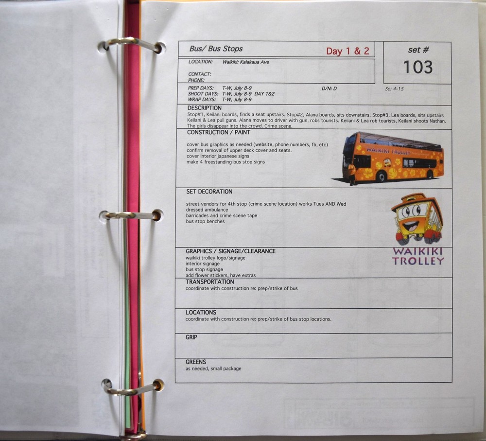 2014 Hawaii Five-O "Nu'a Nalu" Original Script + Shooting Schedule