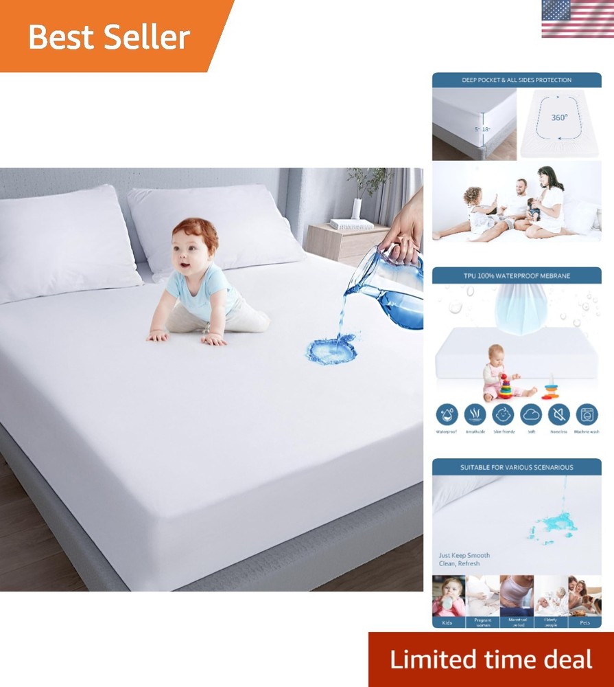 Cal King Waterproof Mattress Protector - Breathable & Odor Resistant
