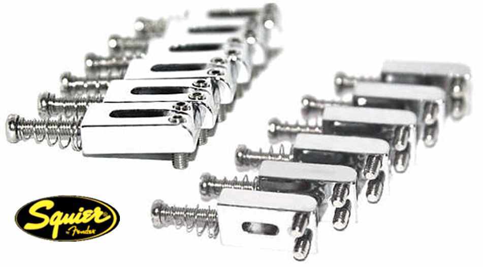 FENDER SQUIER STRATOCASTER HIGH QUALITY MODERN STYLE CHROME BRIDGE SADDLES NEW !