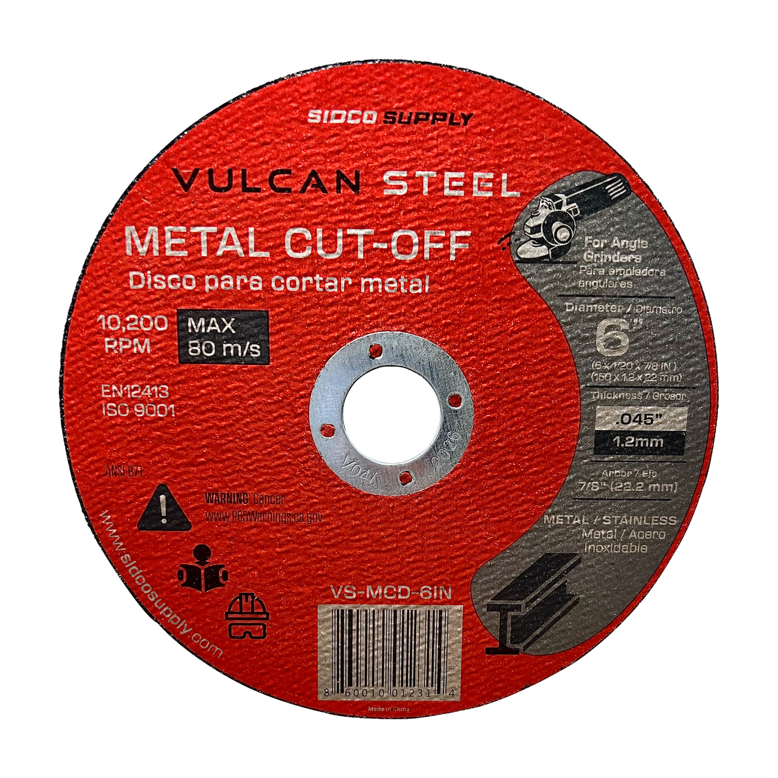 Sidco Supply 6 Inch Cut Off Wheel - Precision Smooth Cutting - Abrasive Cut off