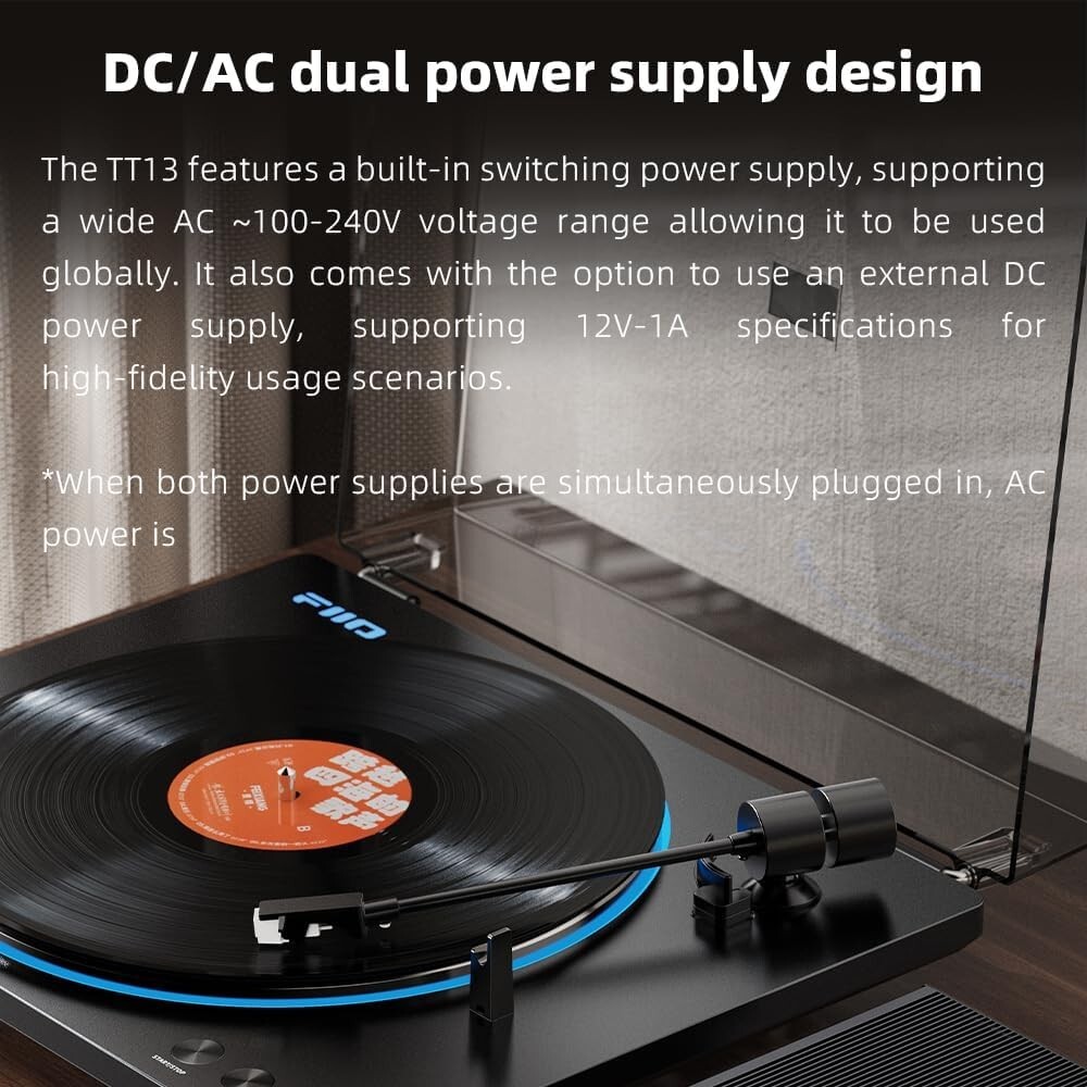 FiiO TT13 Fully Automatic Vinyl Stereo Turntable(Analog) (Black Bluetooth)