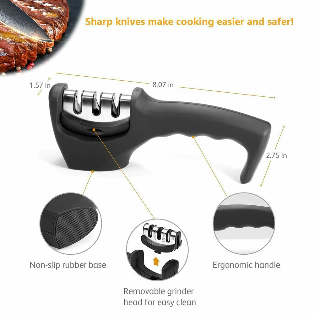 3 Stage Knife Sharpener Professional Ceramic Tungsten Kitchen Sharpening System