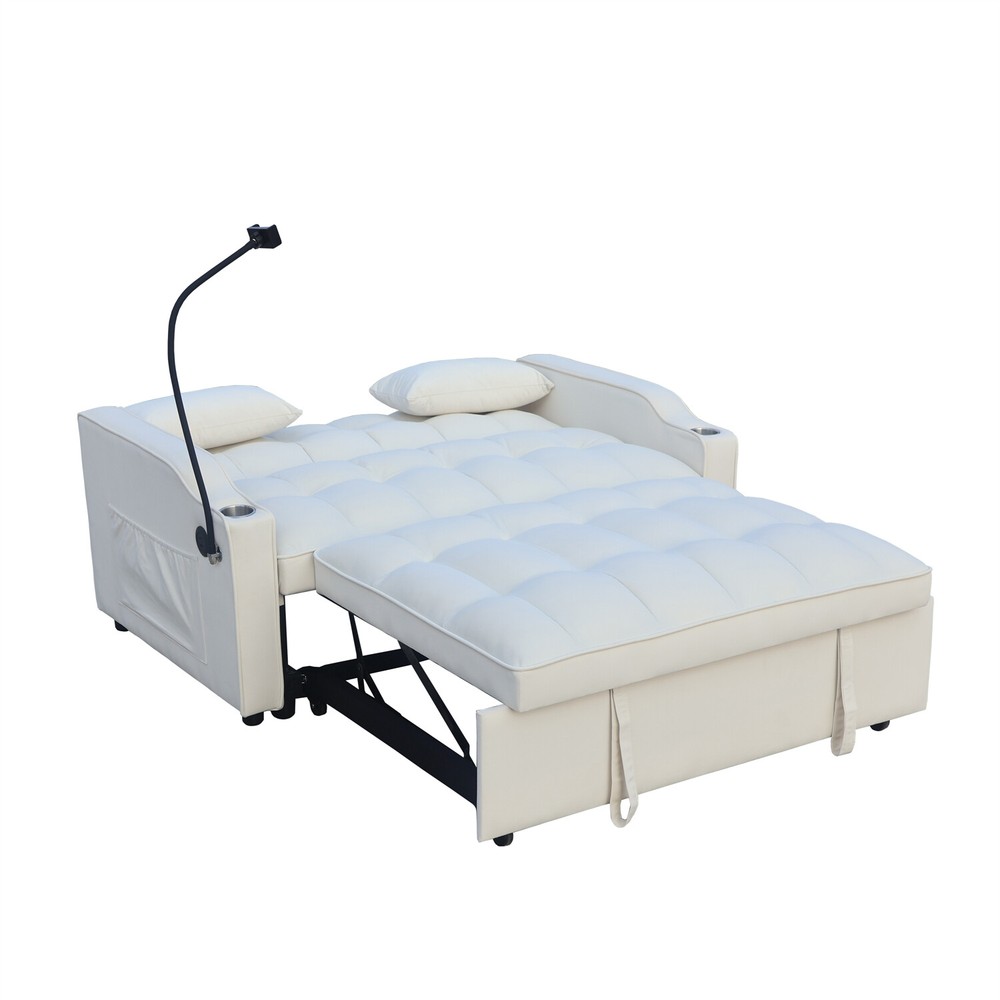 Convertible Sleeper Sofa Bed Loveseat Sofa 2 Seater Couch w/ Pull-Out Bed