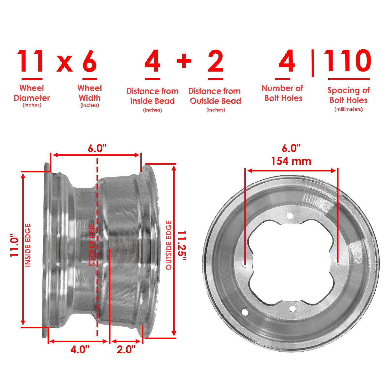 Caltric Front Wheel Rims For Yamaha Warrior 350 YFM350 1987-2004