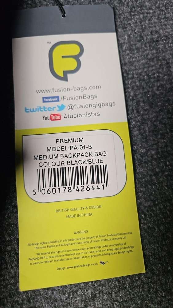 Fusion Premium Medium Backpack, Black/Blue FB-PA-01-B