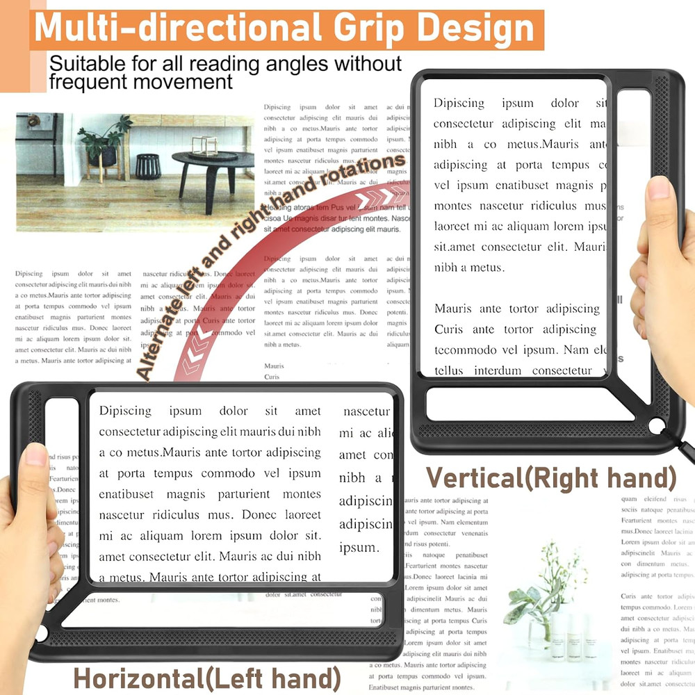 5X Full Page Magnifying Glass for Reading, Lightweight Rectangular Magnifier Pro