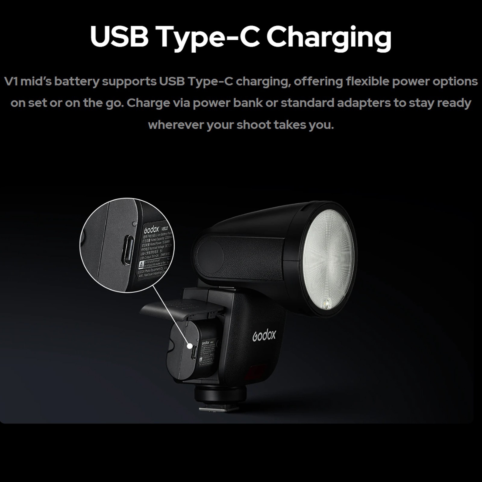 Godox V1 mid C V1midC TTL Flash Touchscreen Round Head mini Flash for Canon