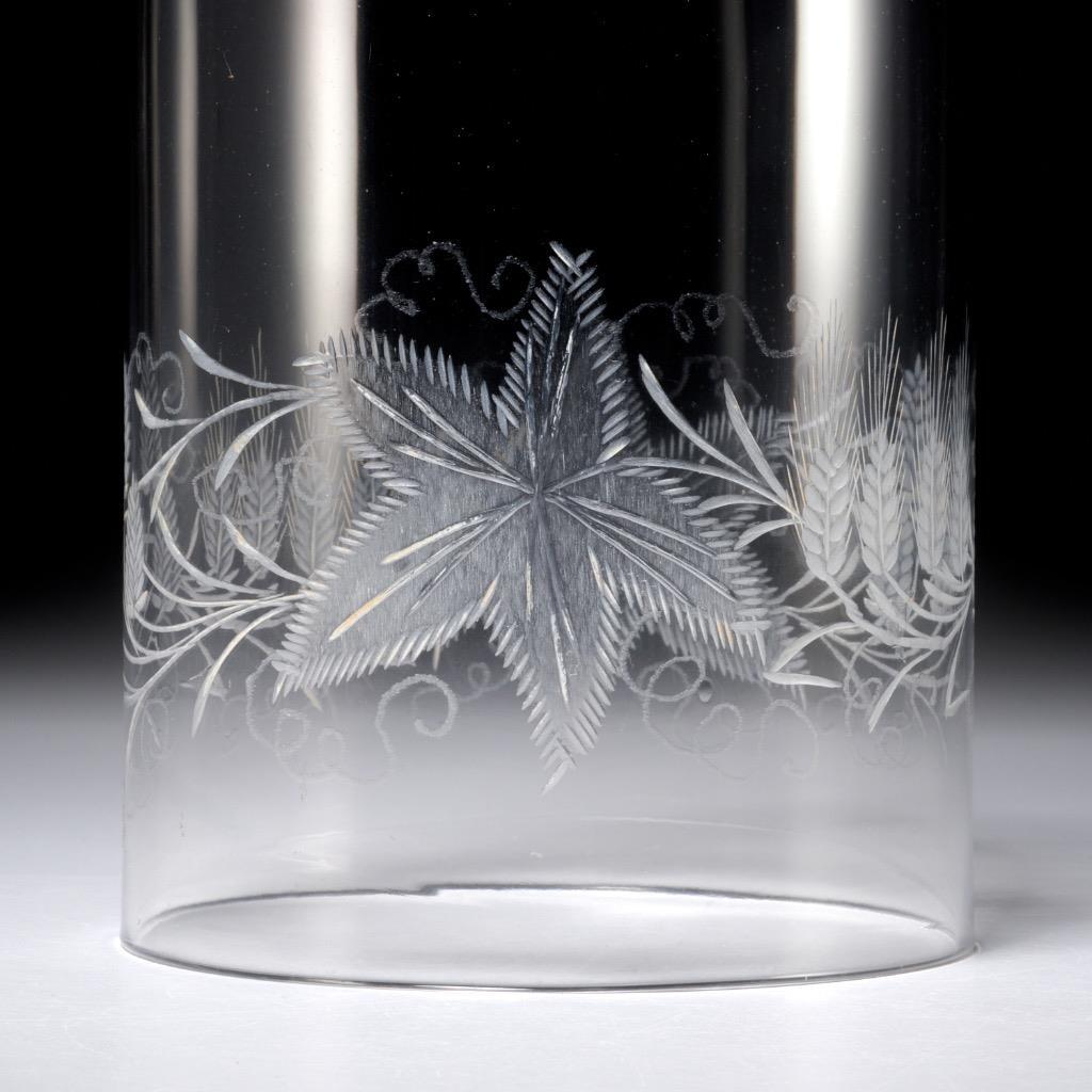 Etched Glass Wheat Hanging Hurricane Chimney Lamp Shade Bell Jar Cloche 14.5"h