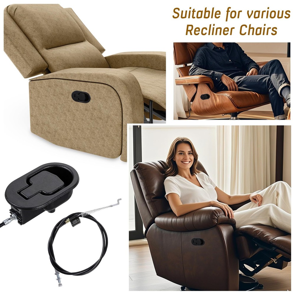 2 Set Recliner Handle Parts with Pull Cable Durable Recliner Release Pull Han...