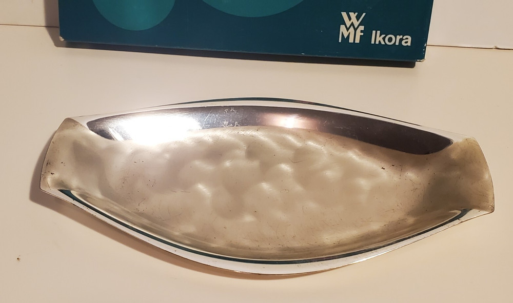 VINTAGE MID-CENTURY WMF IKORA SILVER PLATE TRAY CANDY DISH BOX & PAPER GERMANY