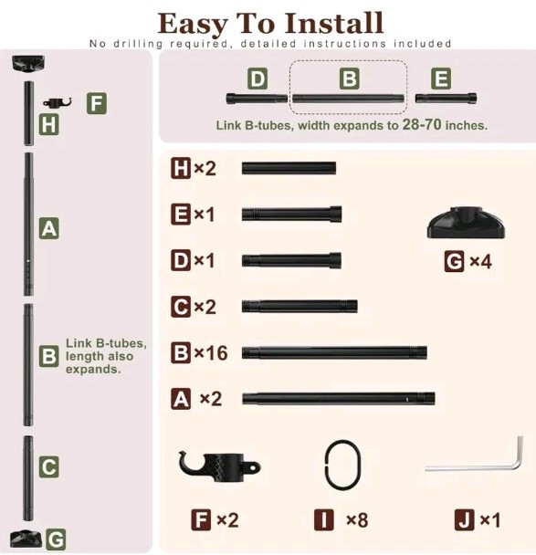 Goovilla Room Divider for Room Separation, Tension Curtain Rods No Drilling,...