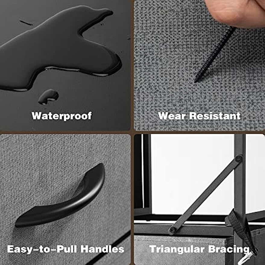 9 Storage Drawer Dresser for Bedroom Tall Wood Dresser with Fabric Storage Tower