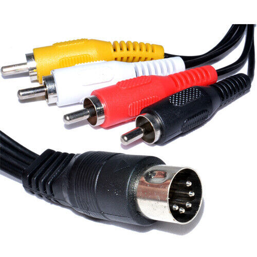 TV AV Audio Video DIN RCA 5FT Cable For Commodore 64 Atari TI-99/4A Spectravideo