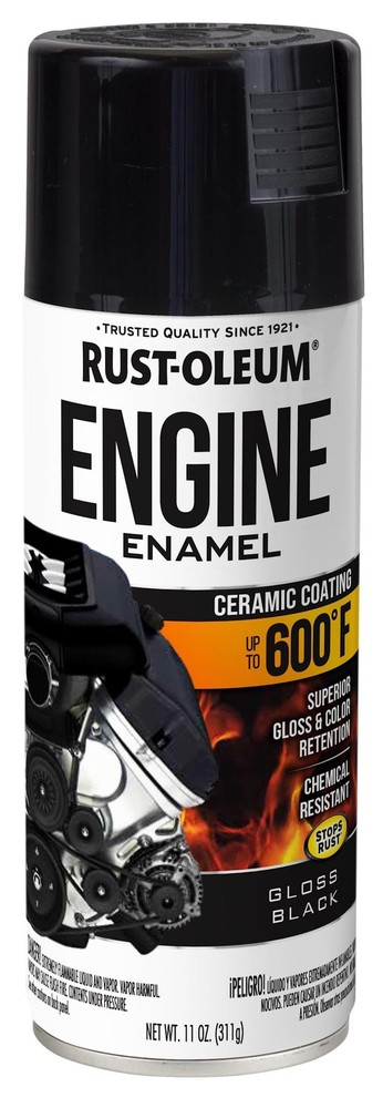 Rust Oleum Engine Enamel Spray Paint Gloss Black 11Oz High Temp Rust Resistant
