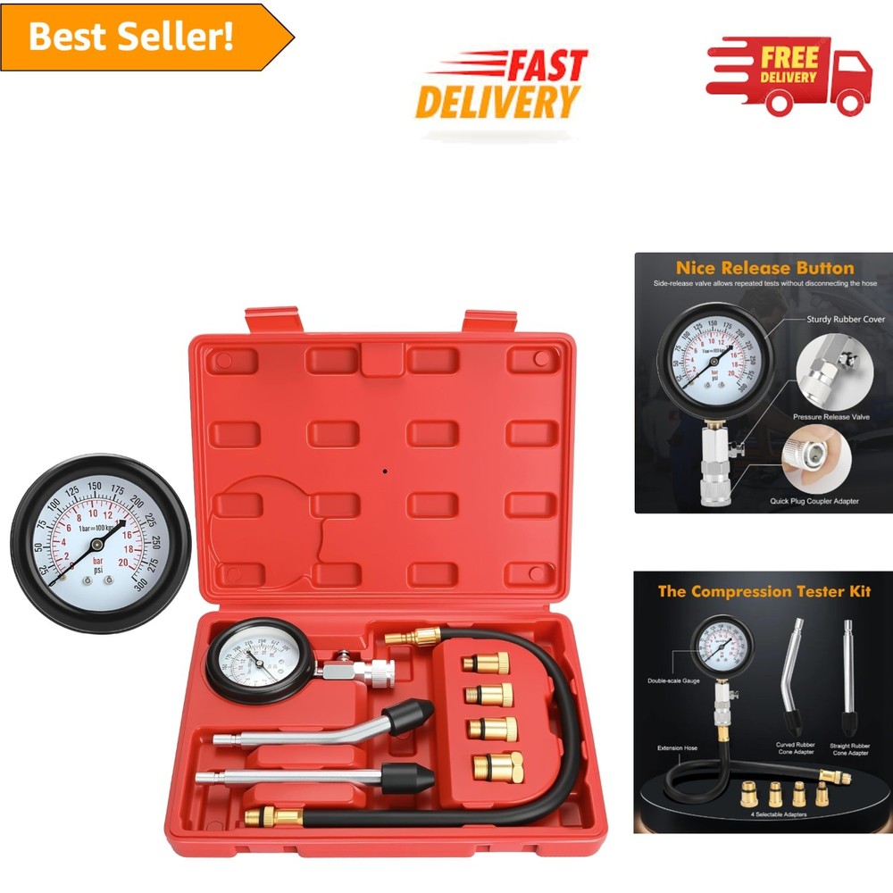 8-Piece Petrol Engine Compression Tester Kit for Quick & Accurate Diagnostics