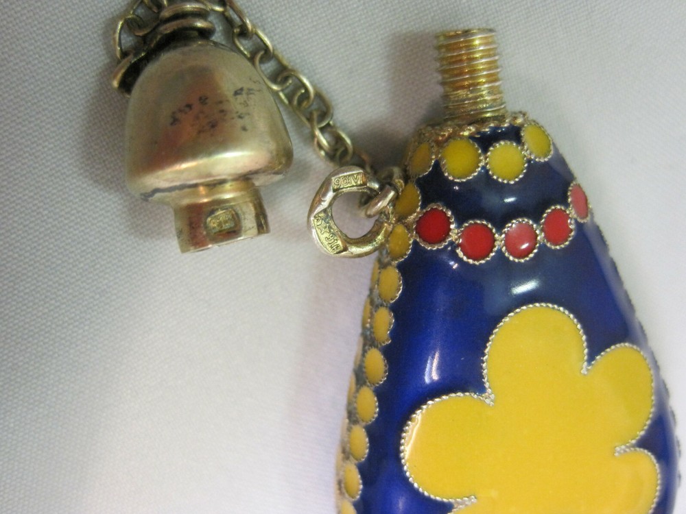 Perfume Bottle. Silver 916. Enamel. USSR 1970s.