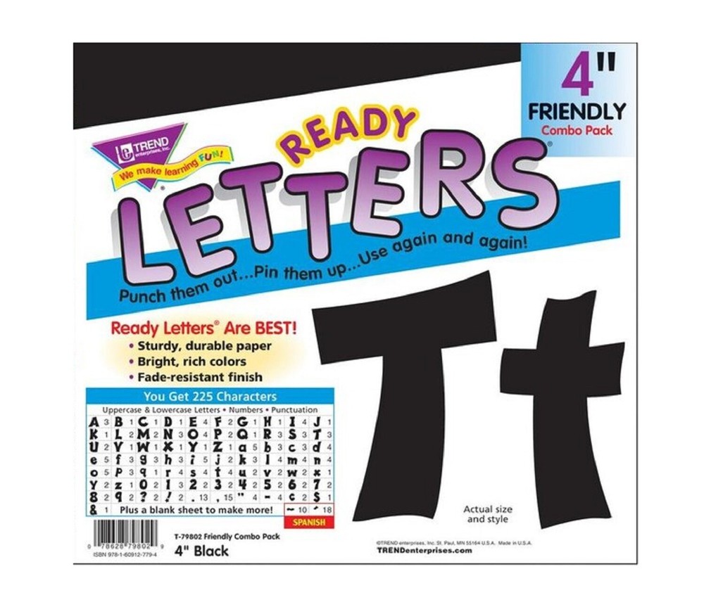 Trends Ready Letters Black 225 Characters Friendly Combo Pack 79802