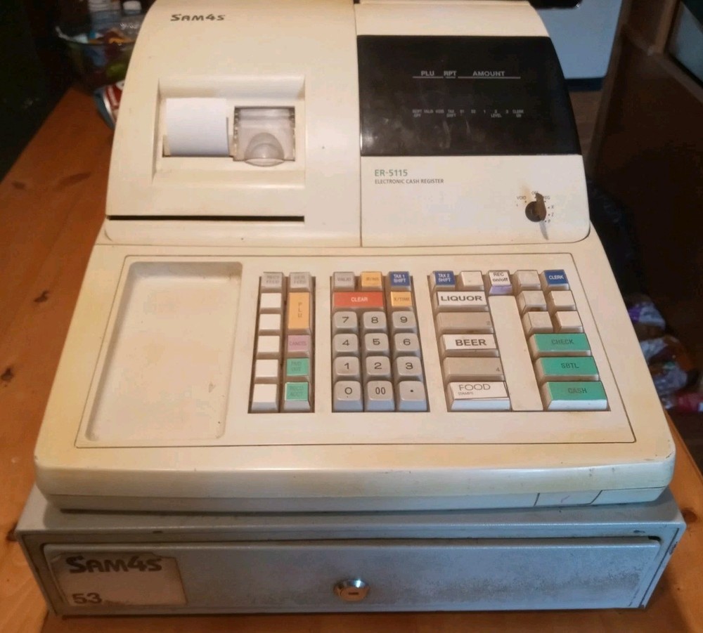 SAM4S ER-5115 Electronic Cash Register FOR PARTS OR NOT WORKING - E1 error code
