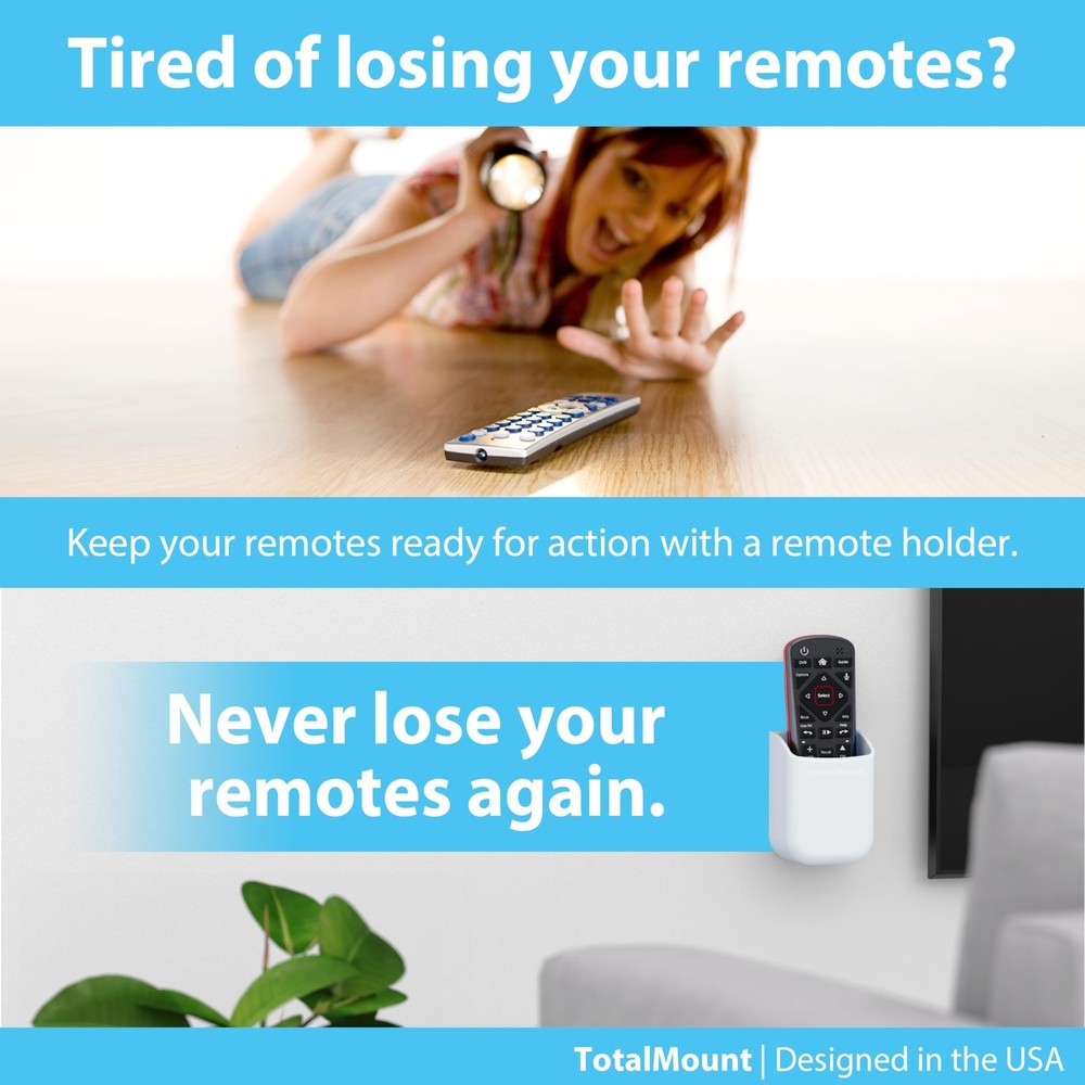 TotalMount Universal Remote Control Holder – Attaches Medium, Premium White