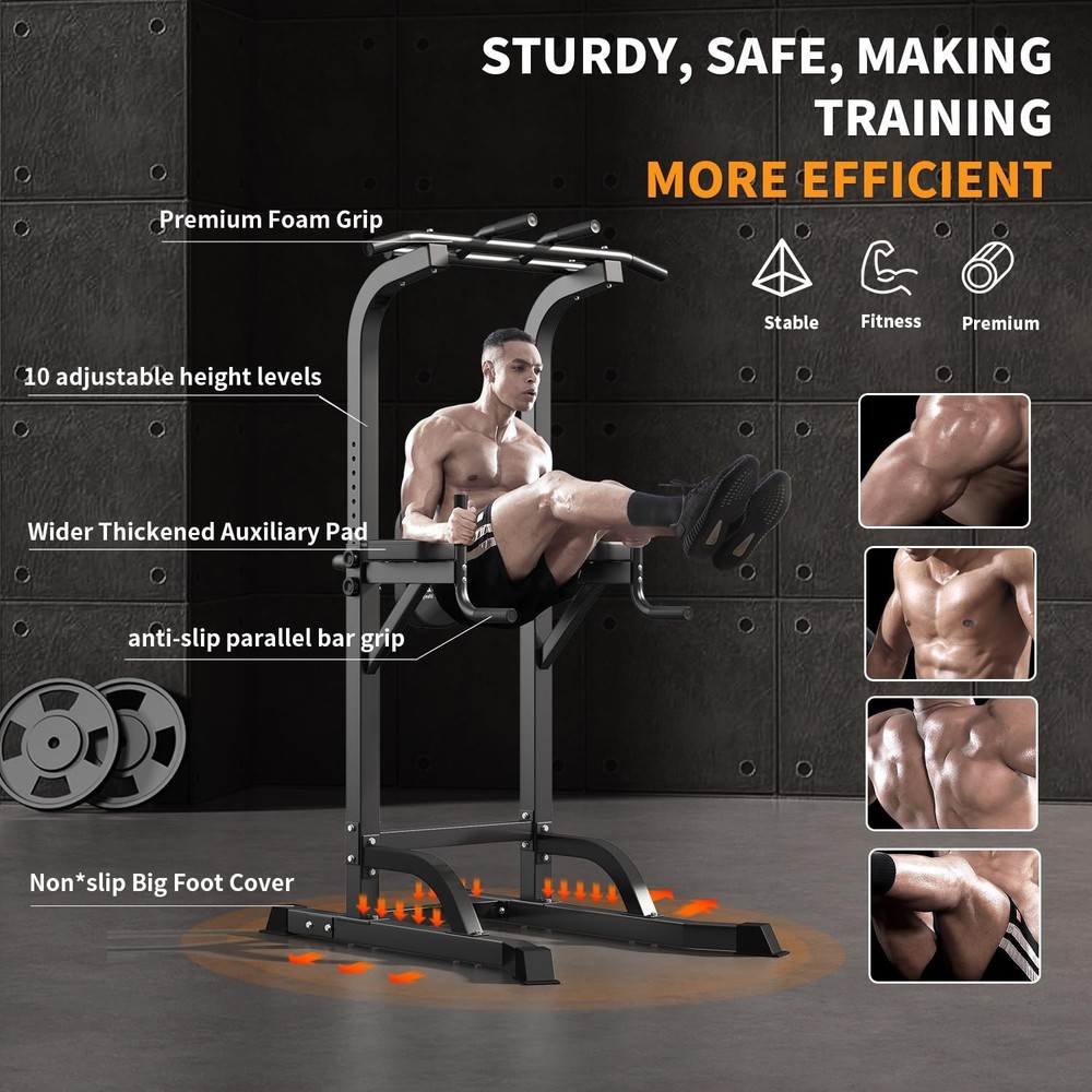 Power Tower Pull Up Bar and Dip Station, Multi-Function Home Gym, Strength Tr...