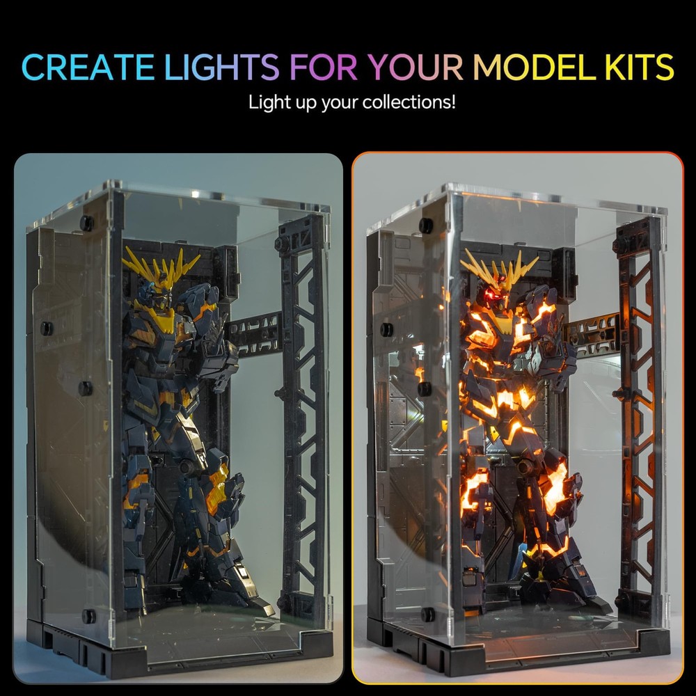 GEN 5th Wireless LED Light Kit for Gundam Models, with Interlocking Display B...
