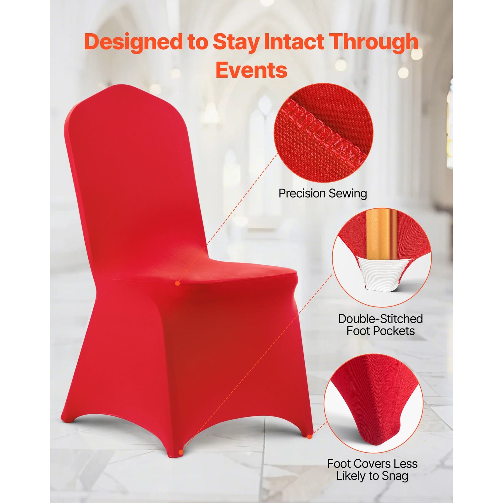 Uimoso 50PCS Red Spandex Chair Covers for Weddings, Parties, and Dining Events