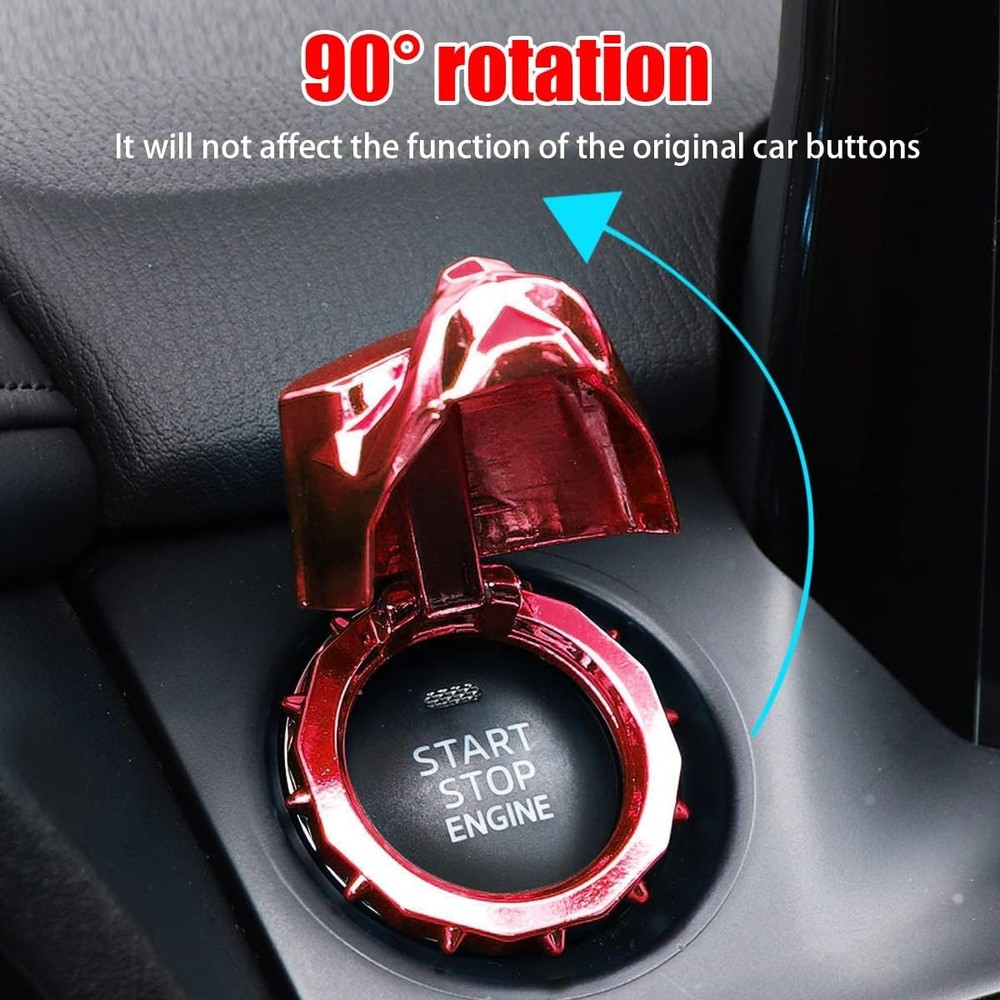 Car Push to Start Button Cover, Vehicle Interior Engine Ignition Switch-Red
