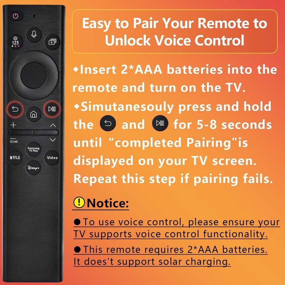 Replacement for Samsung TV Remote, All 2019-2025 regular, black