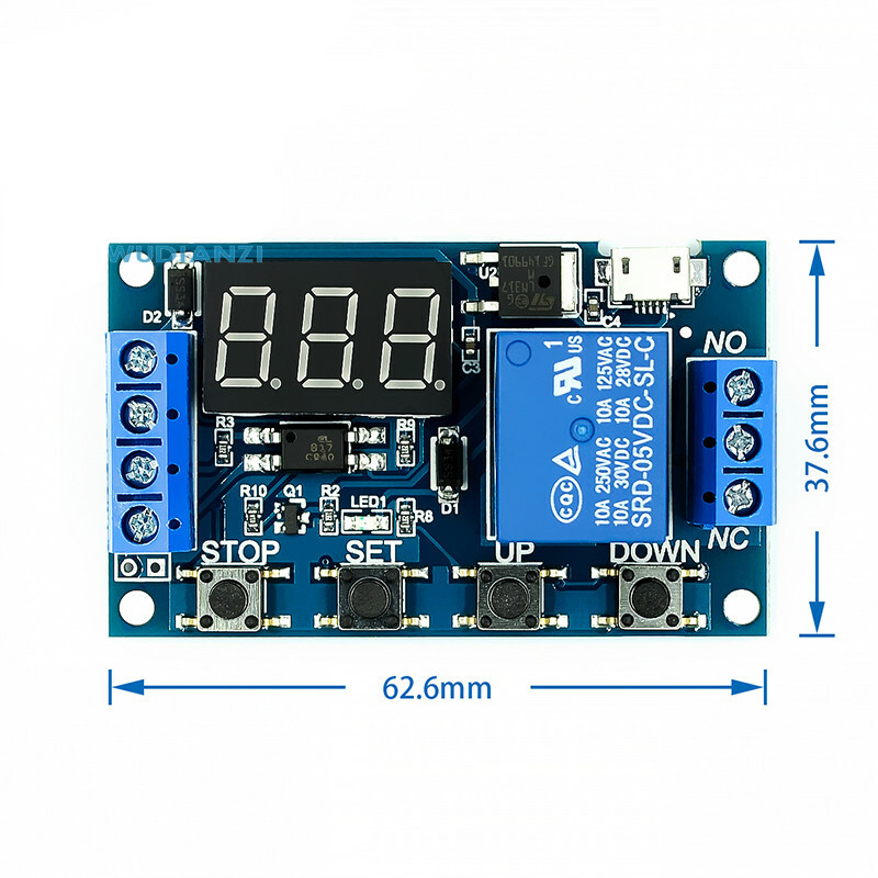 Digital LED Trigger Delay Cycle Timer Control Switch Relay Module Micro USB 5V