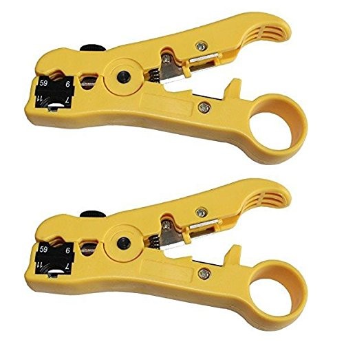 Pack 2pcs Universal Cable Wire Stripper Cutter Stripping Tool for Flat Yellow
