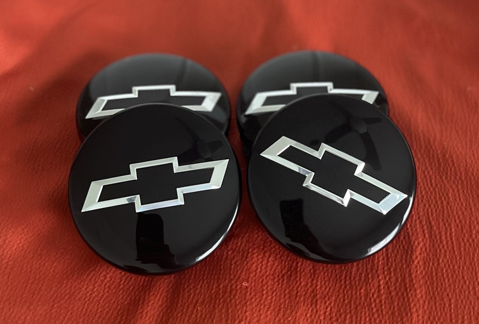 4x 83mm Gloss Black Silver Wheel Center Caps Fits Chevy Silverado Suburban Tahoe