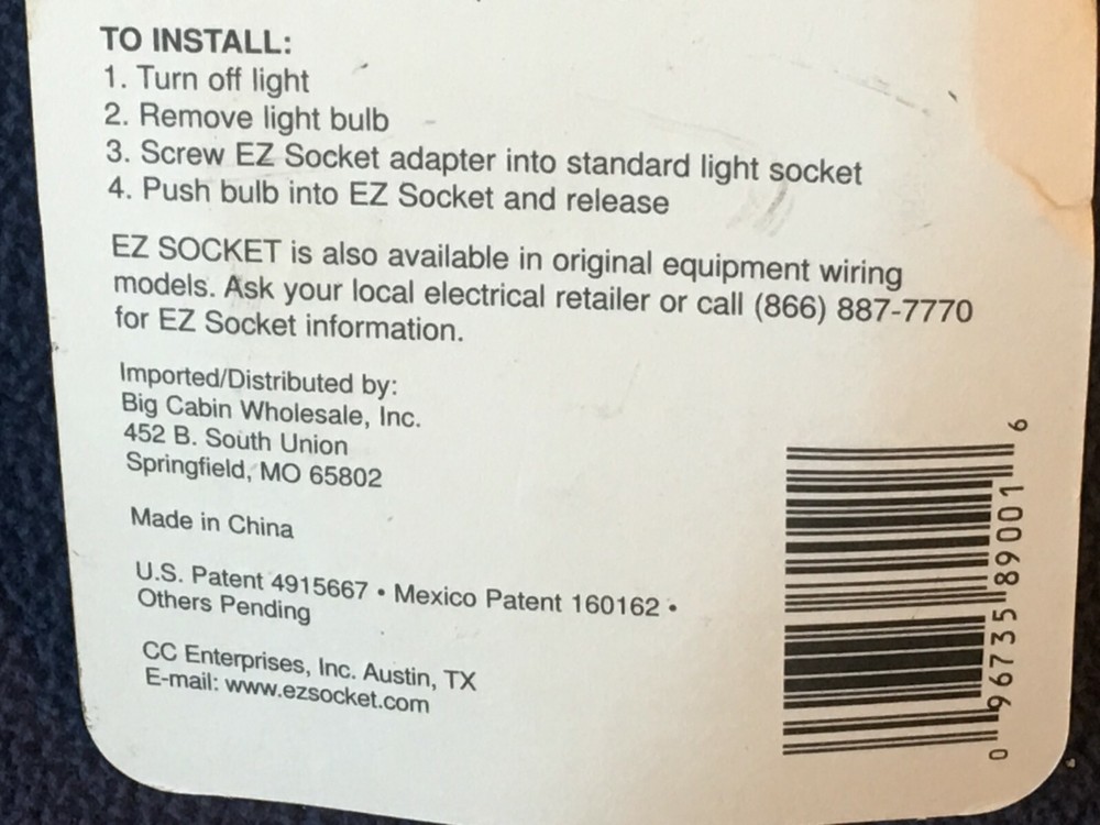 Four (4) Push-N-Pull EZ™ Light Bulb Socket Adapters●"Spring Pressure System"●New