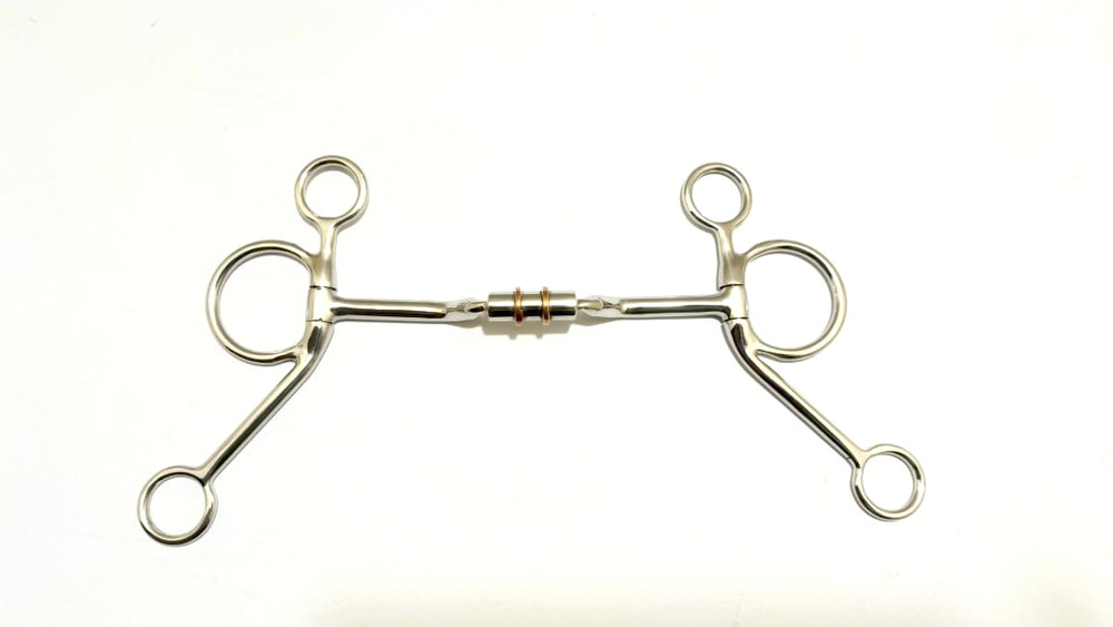 Western Pelham with Copper Roller Barrel Shank Snaffle Horse Bit