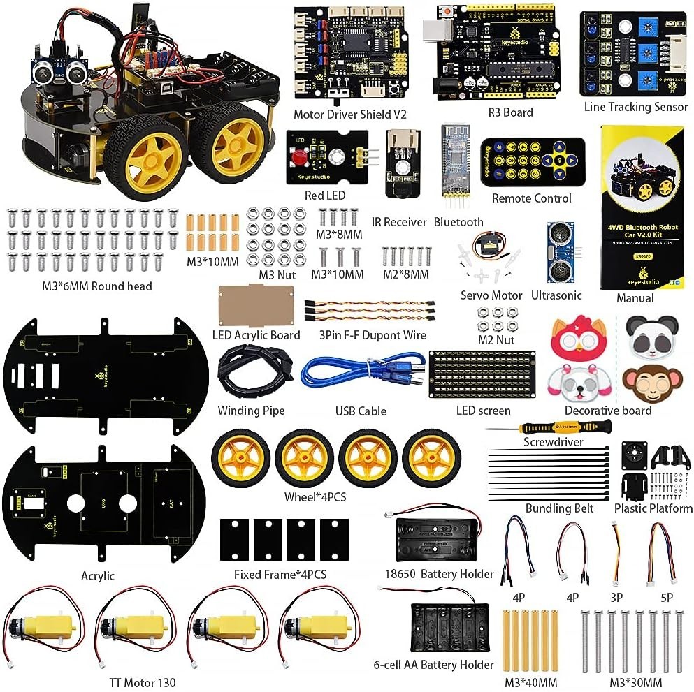STEM Educational Smart Car Robot DIY Kit for Arduino R3 - Coding Skills Enhancer