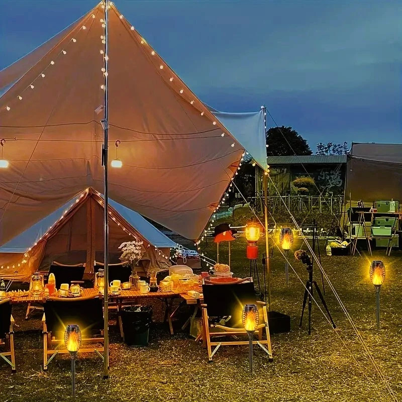 6-12pcs Solar TiKi Torch Lights with Flickering Flames - Waterproof by AvalonUP