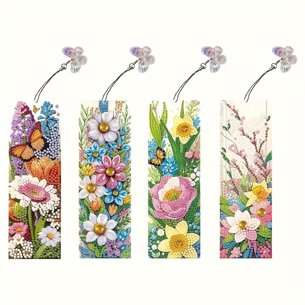 plzzree Diamond Art Bookmarks 4pcs: Acrylic Medium, Bright Yellow