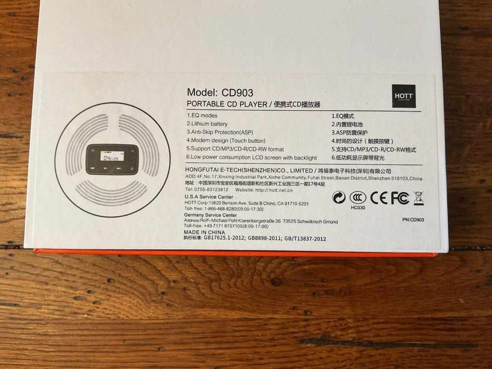 HOTT CD903 Portable CD Player, Personal Compact CD Player NEW