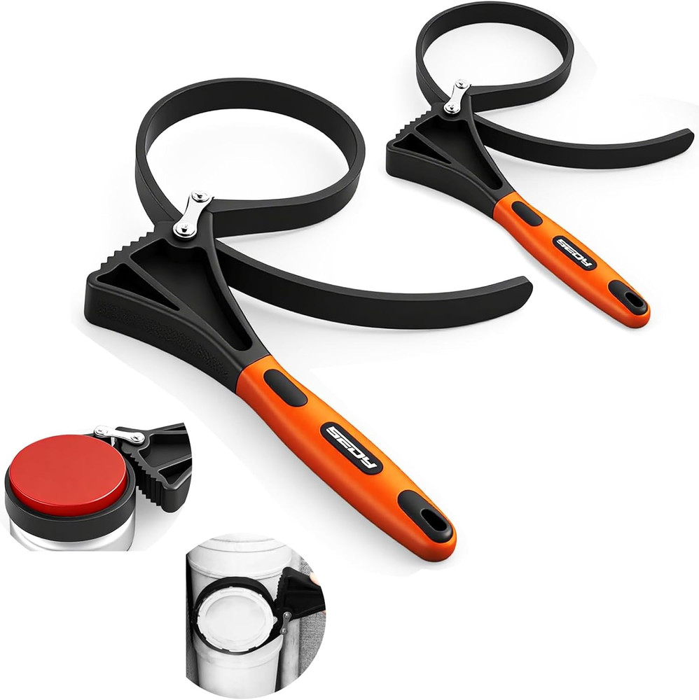 2-Piece Strap  Set, Adjustable Rubber Oil Filter  Max Diameter 4" A
