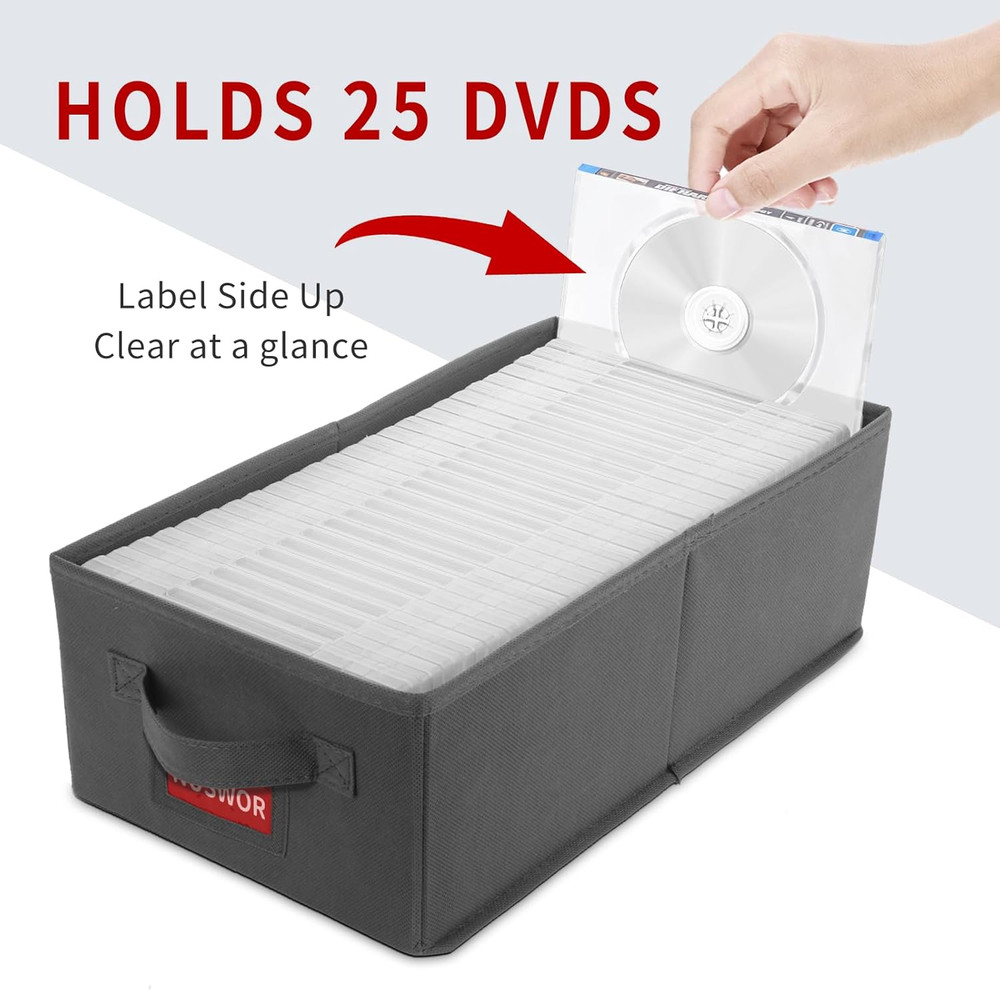 Premium DVD Storage Box - Stackable DVD Case Holder Organizer, DVD Storage Solut