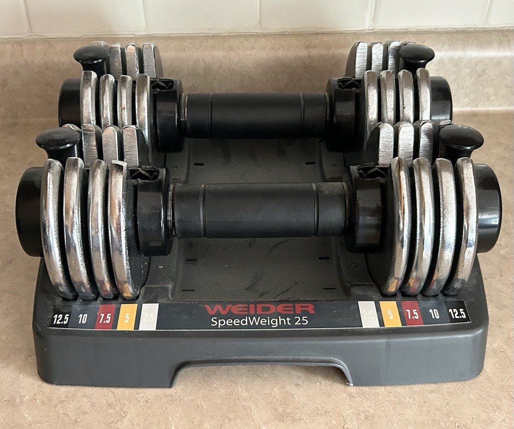 Weider Powerswitch 25 Dumbbell Set (2.5 - 12.5 lb Each) Adjustable Weights