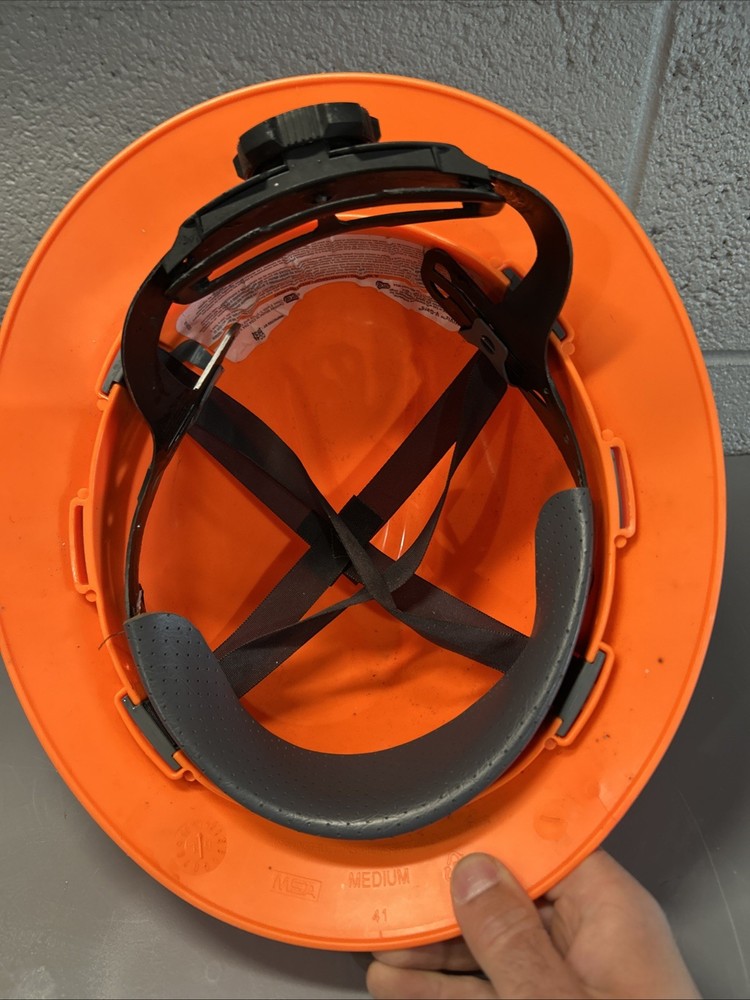 MSA Orange Class E hard hat adjustable Medium V-Guard skullgard ￼