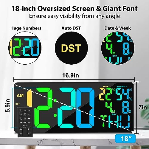 [Oversized] 18" Digital Wall Clock Large Display, 11 RGB 18 inch Basic Model