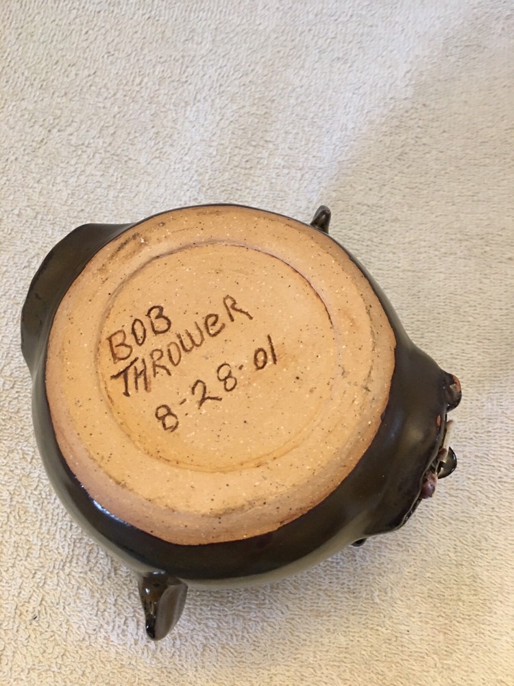 Face Pottery Decor Piece / Planter Artist Signed & Dated 2001