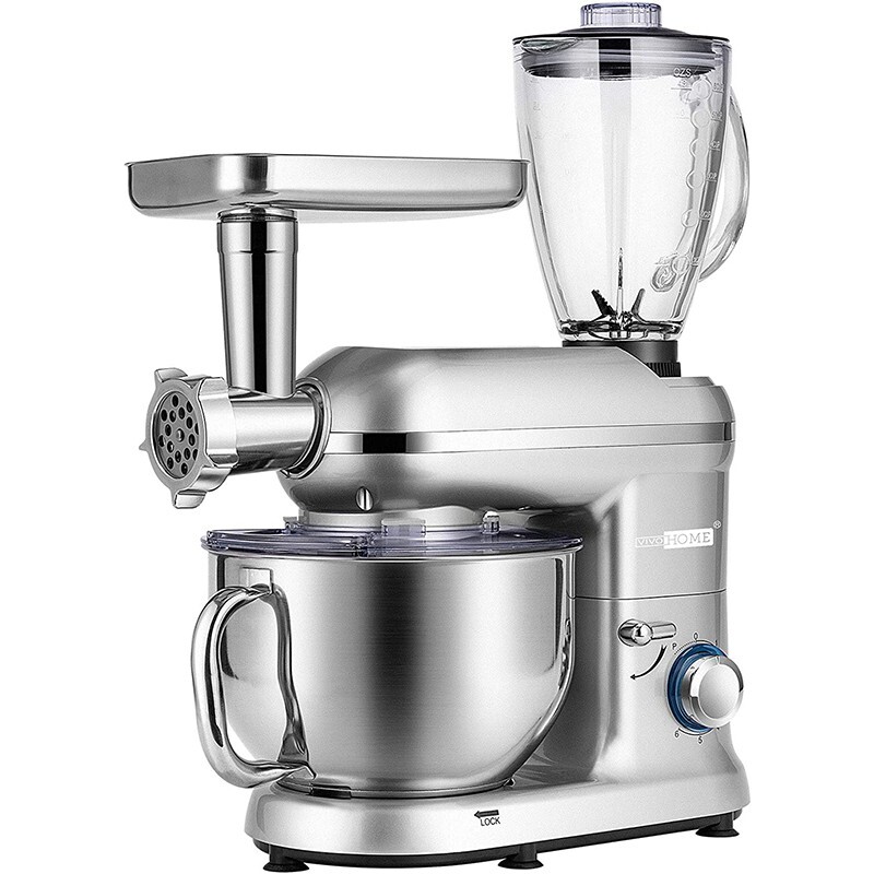 3In1 Food Stand Mixer Stainless Steel Bowl Meat Grinder Blender 6QT 6 Speed