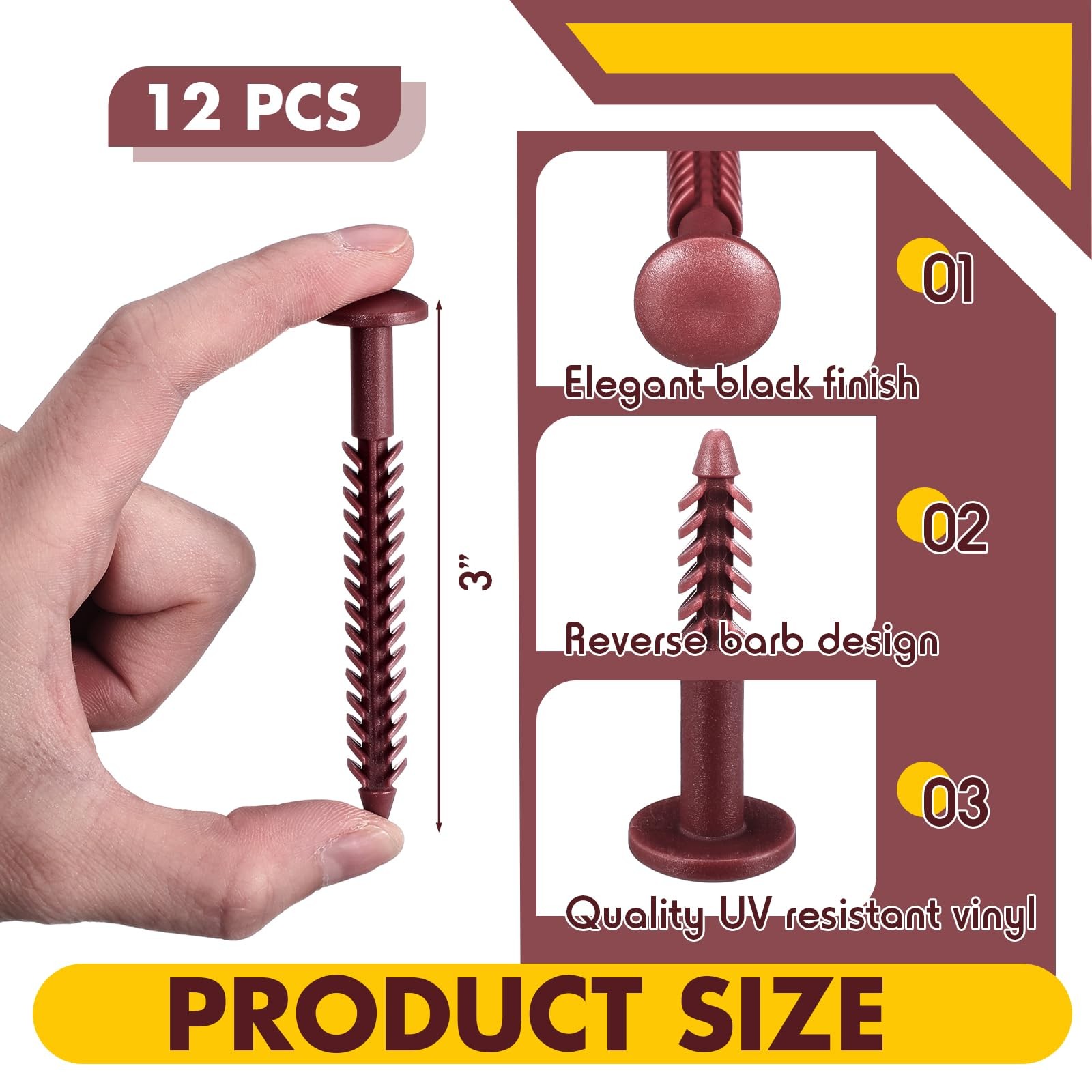 MorningRo 12 Pack Vinyl Shutter Fasteners Plastic Screws Burgundy Red