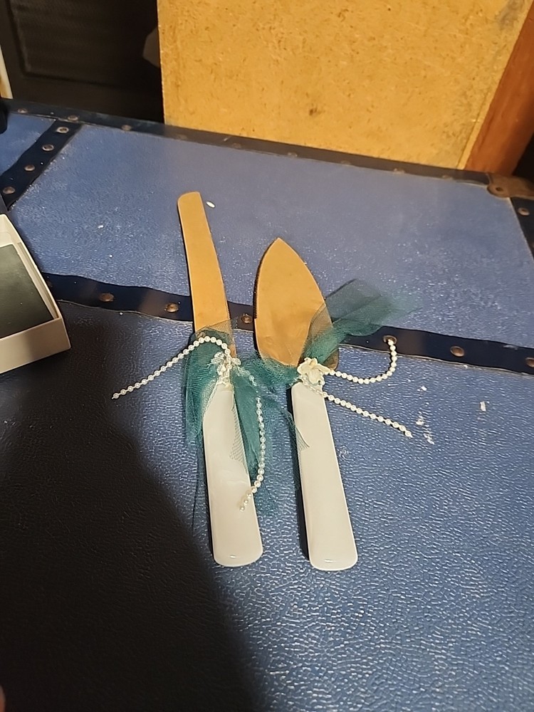 Wedding Cake Serving Set White and green