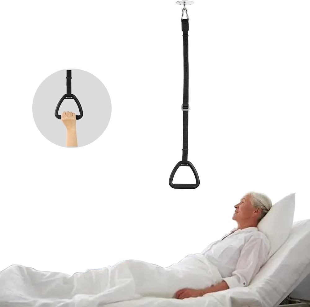 Bed Trapeze for Elderly, Ceiling Mounted Mobility Black