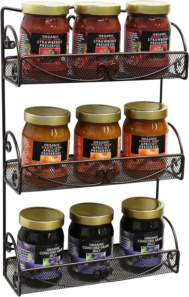 DecoBros 3 Tier Wall Mounted Spice Rack, Bronze